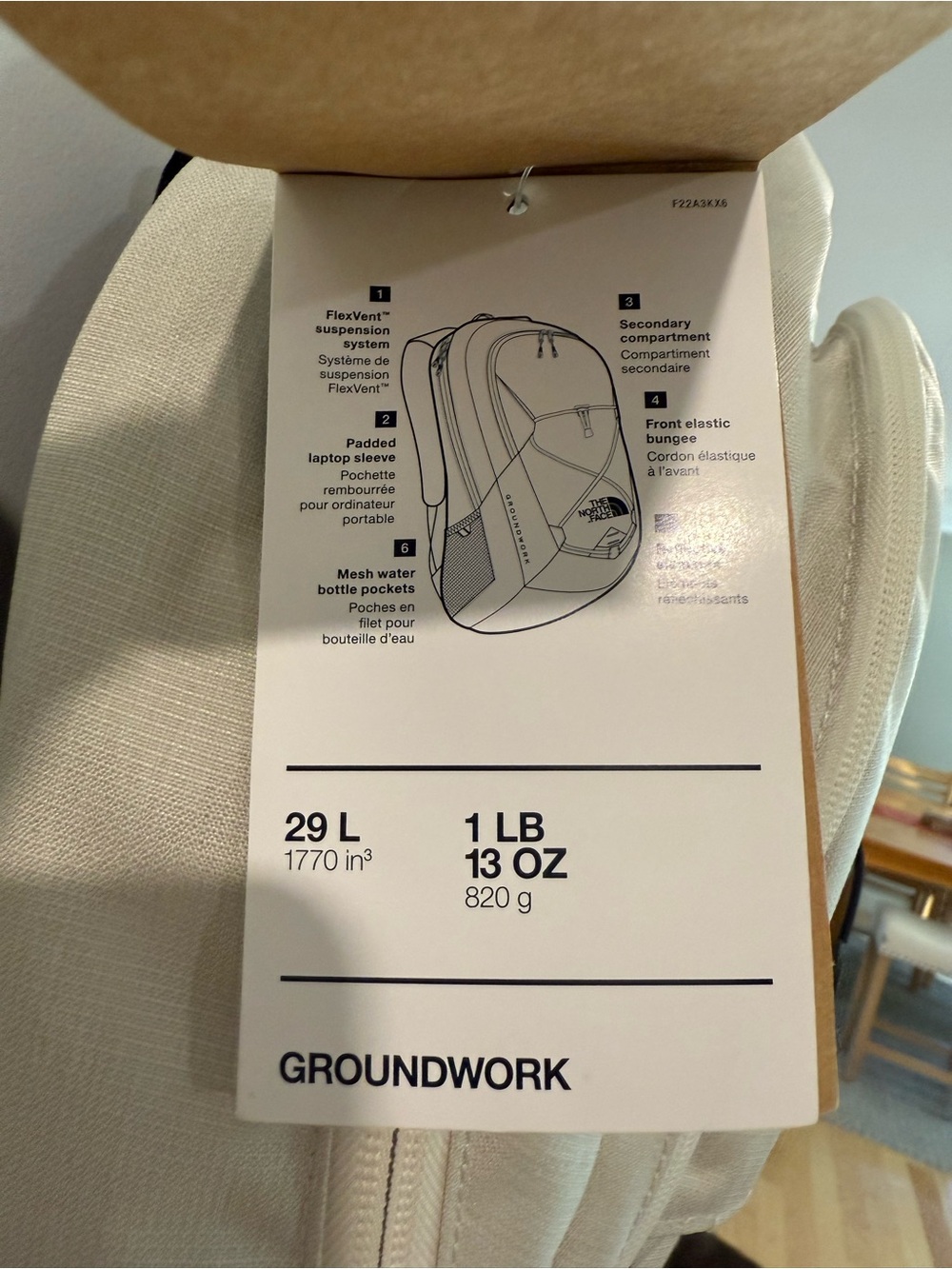 The North Face Groundwork's Backpack - Cream and Black - Picture 7 of 9